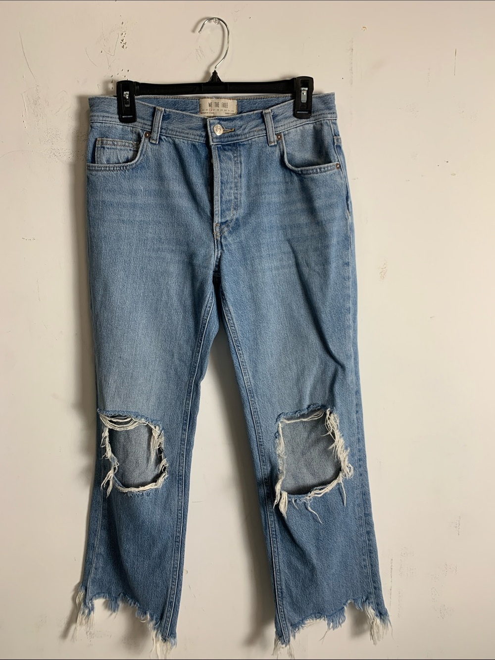 We The Free Light Blue Distressed Boyfriend Jeans